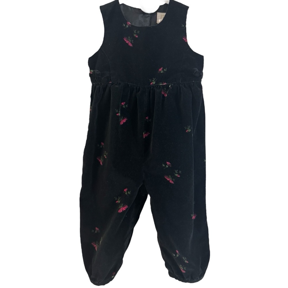 Vintage Baby Gap Black and Pink Velvet Romper - Size XL
